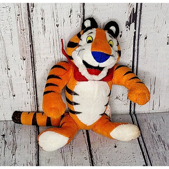 8" Vintage 1997 Tony Tiger Plush Kelloggs Frosted Flakes Stuffed Animal Jointed - Picture 1 of 3